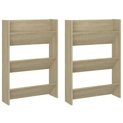 vidaXL Wand-Schuhschränke 2 Stk. Sonoma-Eiche 60x18x90cm Holzwerkstoff
