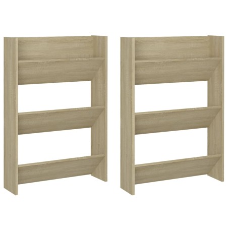 vidaXL Wand-Schuhschränke 2 Stk. Sonoma-Eiche 60x18x90cm Holzwerkstoff