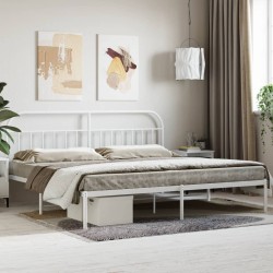 vidaXL Bettgestell mit Kopfteil Metall Weiß 193x203 cm