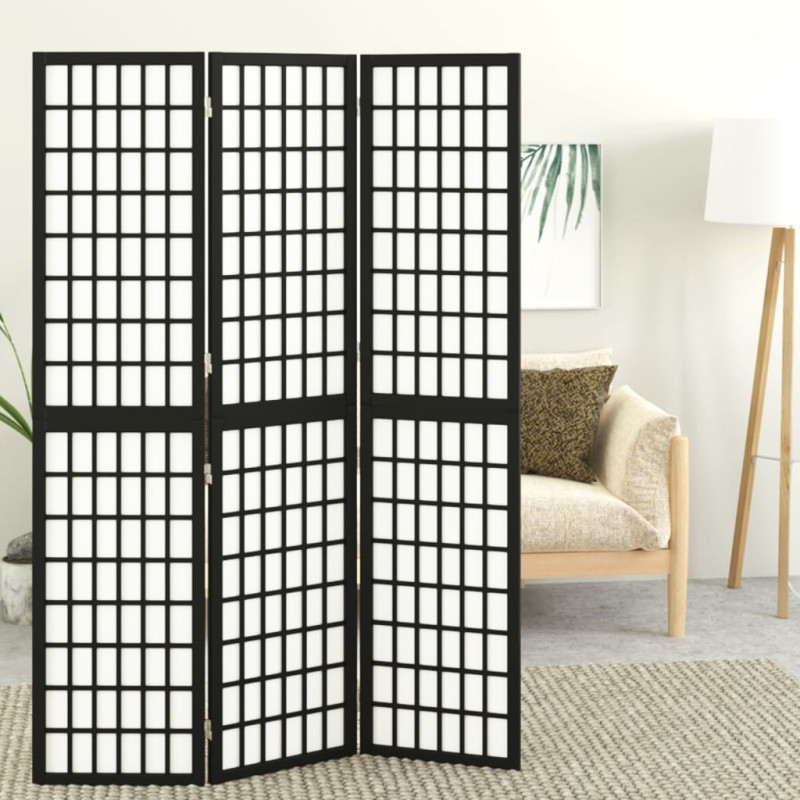 vidaXL 3-tlg. Paravent Japanischer Stil Faltbar 120x170 cm Schwarz vidaXL 3-tlg. Paravent Japanischer Stil Faltbar 120x170 cm Schwarz