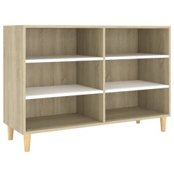 vidaXL Sideboard Weiß und Sonoma-Eiche 103,5x35x70 cm Holzwerkstoff