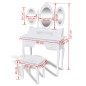 vidaXL Schminktisch mit Hocker und 3 Spiegeln Weiß vidaXL Schminktisch mit Hocker und 3 Spiegeln Weiß