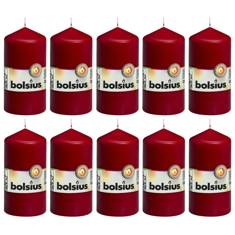 Bolsius Stumpenkerzen 10 Stk. 120 x 58 mm Weinrot Bolsius Stumpenkerzen 10 Stk. 120 x 58 mm Weinrot