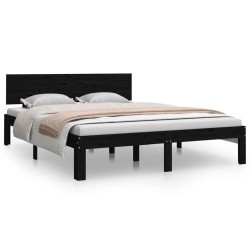 vidaXL Massivholzbett Schwarz Kiefer 140x190 cm