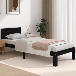 vidaXL Massivholzbett Schwarz 75x190 cm