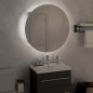 vidaXL Badezimmerschrank mit Rundem Spiegel & LED Eichen-Optik vidaXL Badezimmerschrank mit Rundem Spiegel & LED Eichen-Optik