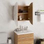 vidaXL Badezimmerschrank mit Rundem Spiegel & LED Eichen-Optik vidaXL Badezimmerschrank mit Rundem Spiegel & LED Eichen-Optik