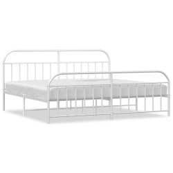 vidaXL Bettgestell mit Kopf- und Fußteil Metall Weiß 193x203 cm