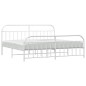 vidaXL Bettgestell mit Kopf- und Fußteil Metall Weiß 193x203 cm vidaXL Bettgestell mit Kopf- und Fußteil Metall Weiß 193x203 cm