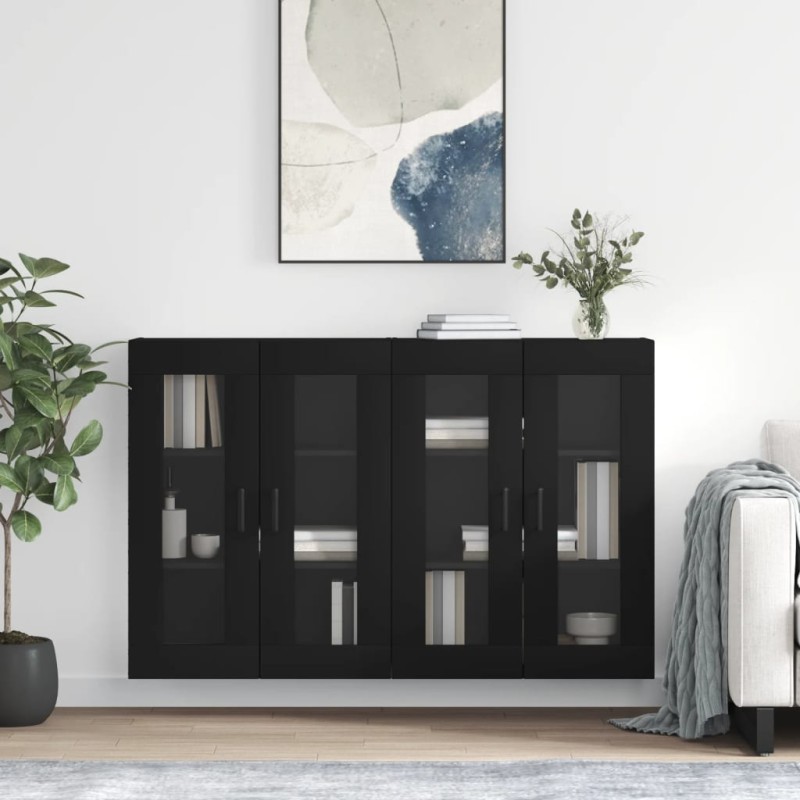 Wandschränke 2 Stk. Schwarz Holzwerkstoff Wandschränke 2 Stk. Schwarz Holzwerkstoff