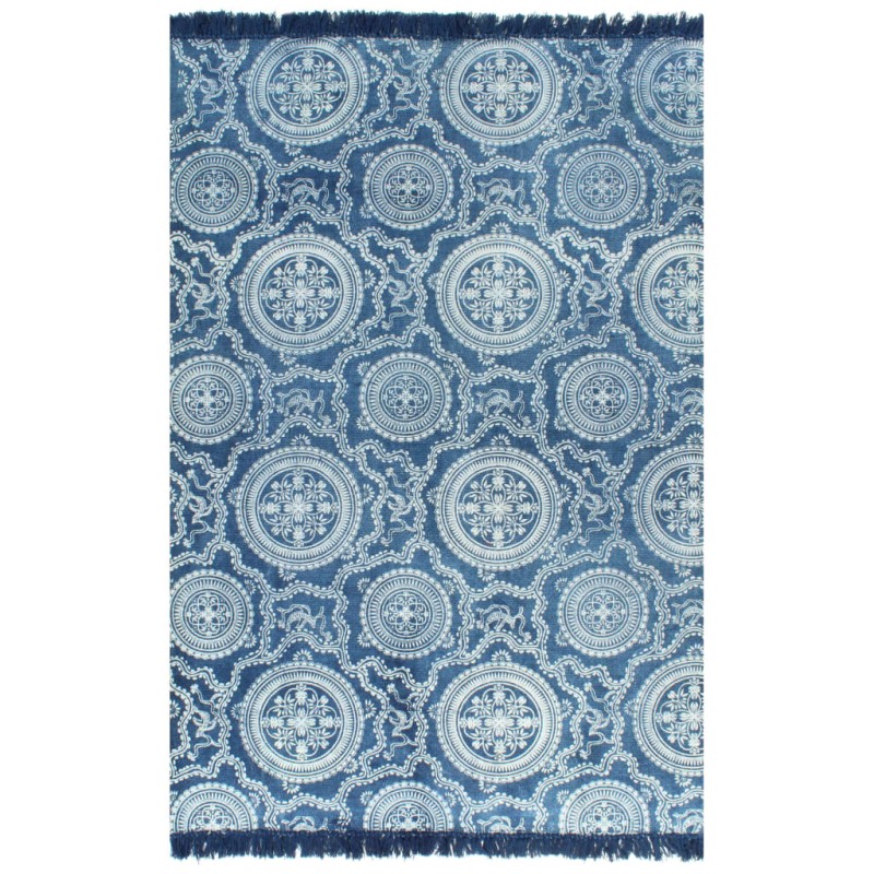 vidaXL Kelim-Teppich Baumwolle 120x180 cm mit Muster Blau vidaXL Kelim-Teppich Baumwolle 120x180 cm mit Muster Blau
