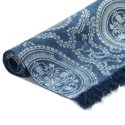 vidaXL Kelim-Teppich Baumwolle 120x180 cm mit Muster Blau