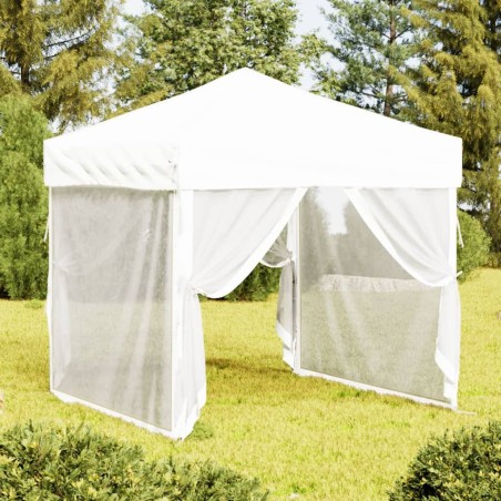 vidaXL Partyzelt Faltbar mit Seitenwänden Weiß 2x2 m