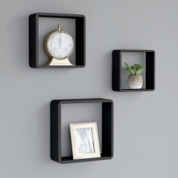 vidaXL Würfelregale 3 Stk. Schwarz MDF