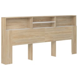 vidaXL Kopfteil mit Ablagen Weiß Sonoma-Eiche 220x19x103,5 cm