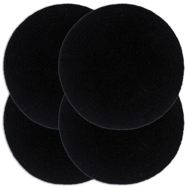 vidaXL Tischsets 4 Stk. Uni Schwarz 38 cm Rund Baumwolle vidaXL Tischsets 4 Stk. Uni Schwarz 38 cm Rund Baumwolle