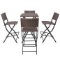 vidaXL 5-tlg. Garten-Essgruppe Klappbar Stahl Poly Rattan Braun vidaXL 5-tlg. Garten-Essgruppe Klappbar Stahl Poly Rattan Braun