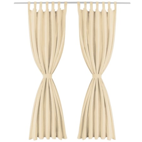 vidaXL Vorhänge Mikro-Satin 2 Stk. mit Schlaufen 140x245 cm Beige
