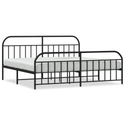 vidaXL Bettgestell mit Kopf- und Fußteil Metall Schwarz 193x203 cm