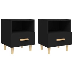 vidaXL Nachttische 2 Stk. Schwarz 40x35x47 cm