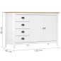 vidaXL Sideboard Hill Weiß 130x40x80 cm Massivholz Kiefer vidaXL Sideboard Hill Weiß 130x40x80 cm Massivholz Kiefer