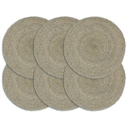 vidaXL Tischsets 6 Stk. Uni Grau 38 cm Rund Jute