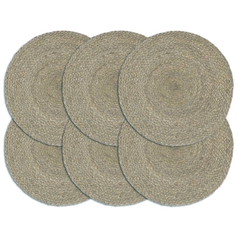 vidaXL Tischsets 6 Stk. Uni Grau 38 cm Rund Jute vidaXL Tischsets 6 Stk. Uni Grau 38 cm Rund Jute