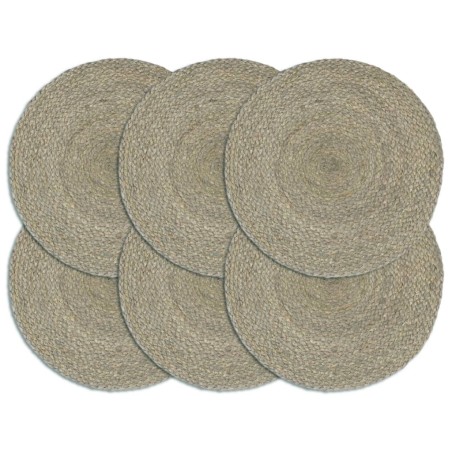vidaXL Tischsets 6 Stk. Uni Grau 38 cm Rund Jute