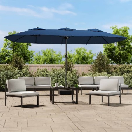 vidaXL Doppelsonnenschirm Azurblau 449x245 cm