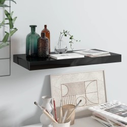 vidaXL Schwebendes Wandregal Hochglanz-Schwarz 50x23x3,8 cm MDF