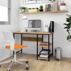 vidaXL Computertisch Schwarz und Eiche Hell 105x55x72 cm MDF und Metall