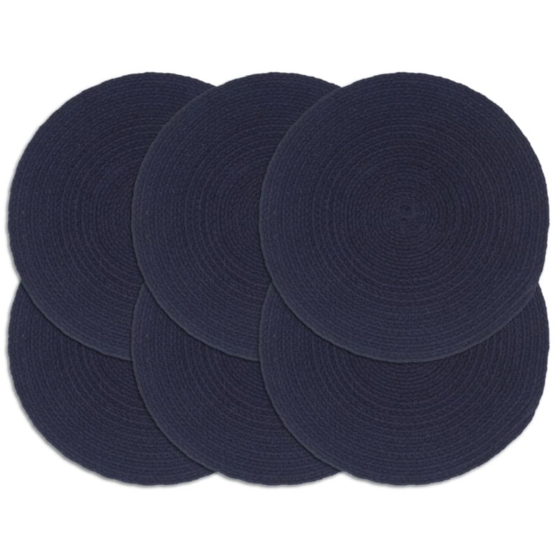 vidaXL Tischsets 6 Stk. Uni Marineblau 38 cm Rund Baumwolle vidaXL Tischsets 6 Stk. Uni Marineblau 38 cm Rund Baumwolle