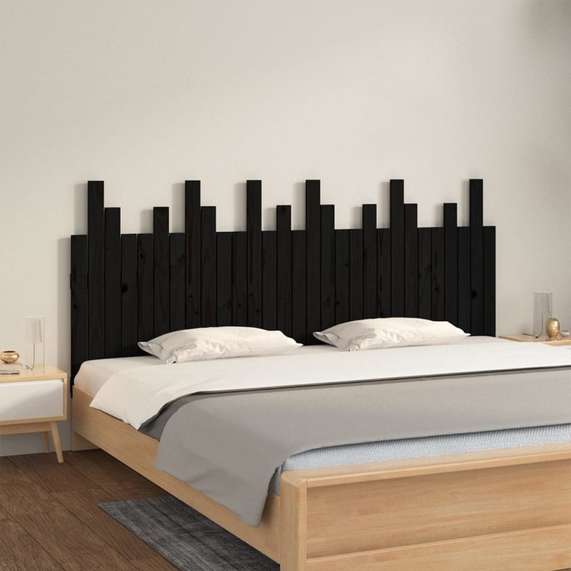 vidaXL Wand-Kopfteil Schwarz 185x3x80 cm Massivholz Kiefer