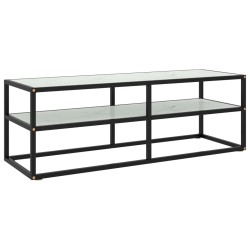 vidaXL TV-Schrank Schwarz mit Weißer Marmor-Optik Glas 120x40x40 cm