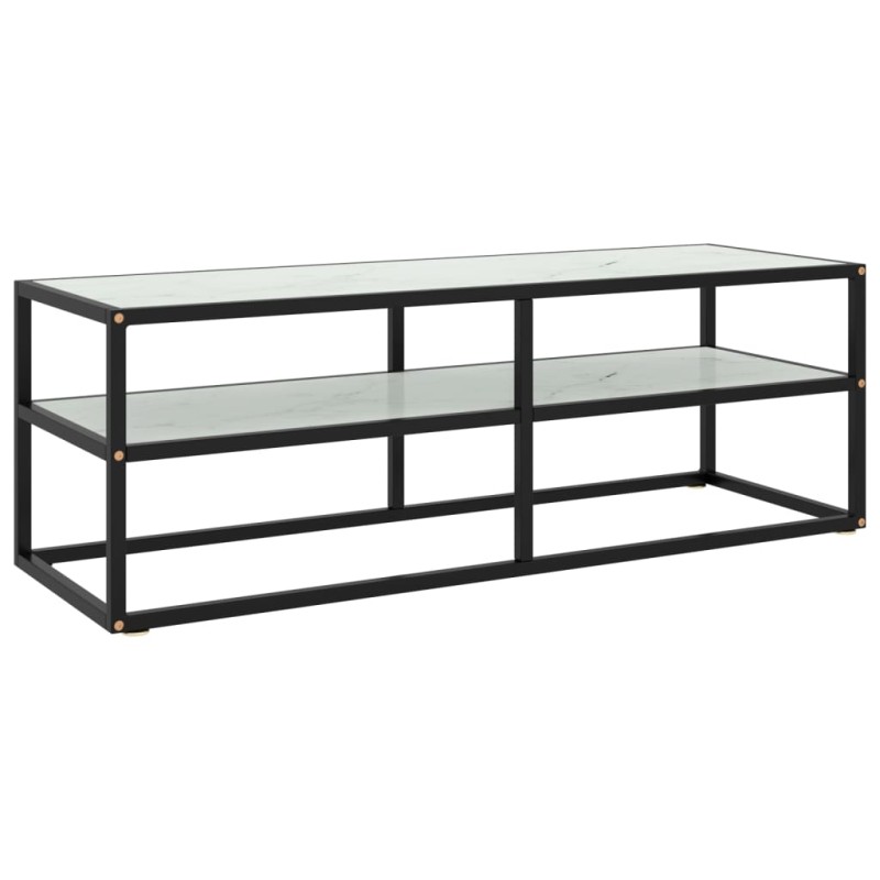 vidaXL TV-Schrank Schwarz mit Weißer Marmor-Optik Glas 120x40x40 cm vidaXL TV-Schrank Schwarz mit Weißer Marmor-Optik Glas 120x40x40 cm