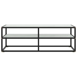 vidaXL TV-Schrank Schwarz mit Weißer Marmor-Optik Glas 120x40x40 cm
