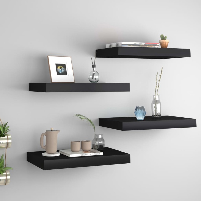 vidaXL Schwebende Wandregale 4 Stk. Schwarz 40x23x3,8cm MDF vidaXL Schwebende Wandregale 4 Stk. Schwarz 40x23x3,8cm MDF