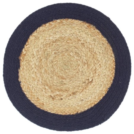 vidaXL Tischsets 6 Stk. Natur und Marineblau 38 cm Jute und Baumwolle 