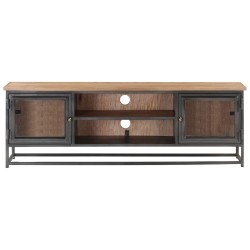 vidaXL TV-Schrank Grau 120x30x40 cm Massivholz Akazie und Stahl