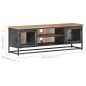 vidaXL TV-Schrank Grau 120x30x40 cm Massivholz Akazie und Stahl vidaXL TV-Schrank Grau 120x30x40 cm Massivholz Akazie und Stahl