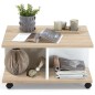 FMD Mobiler Couchtisch 70×70×36 cm Eichenbraun und Hochglanz-Weiß FMD Mobiler Couchtisch 70×70×36 cm Eichenbraun und Hochglanz-Weiß