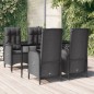 vidaXL 5-tlg. Garten-Essgruppe mit Kissen Schwarz Poly Rattan vidaXL 5-tlg. Garten-Essgruppe mit Kissen Schwarz Poly Rattan