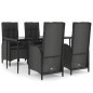 vidaXL 5-tlg. Garten-Essgruppe mit Kissen Schwarz Poly Rattan vidaXL 5-tlg. Garten-Essgruppe mit Kissen Schwarz Poly Rattan