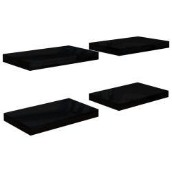 vidaXL Schwebende Wandregale 4 Stk. Hochglanz-Schwarz 40x23x3,8cm MDF 