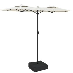vidaXL Doppelsonnenschirm mit LEDs Sandweiß 316x240 cm