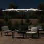 vidaXL Doppelsonnenschirm mit LEDs Sandweiß 316x240 cm vidaXL Doppelsonnenschirm mit LEDs Sandweiß 316x240 cm