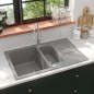 vidaXL Küchenspüle mit Doppelbecken Grau Granit vidaXL Küchenspüle mit Doppelbecken Grau Granit