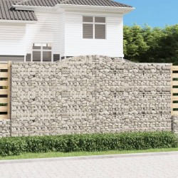 vidaXL Gabione mit Hochbogen 400x30x200/220 cm Verzinktes Eisen