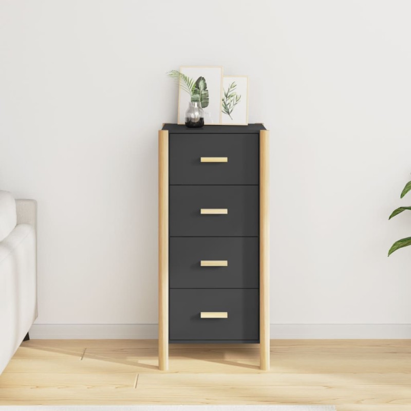 vidaXL Highboard Schwarz 42x38x90 cm Holzwerkstoff vidaXL Highboard Schwarz 42x38x90 cm Holzwerkstoff