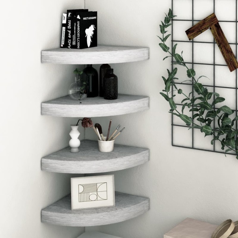 vidaXL Eck-Wandregal 4 Stk. Betongrau 35x35x3,8 cm MDF vidaXL Eck-Wandregal 4 Stk. Betongrau 35x35x3,8 cm MDF